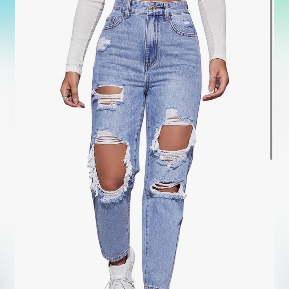 Amazon MakeMeChic High Waisted Distressed Jeans Size 14 (XL)